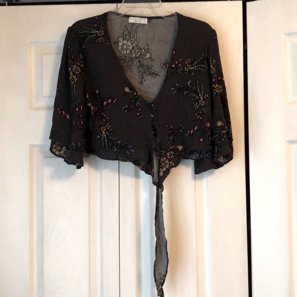 Planet Blue Black Crop Top